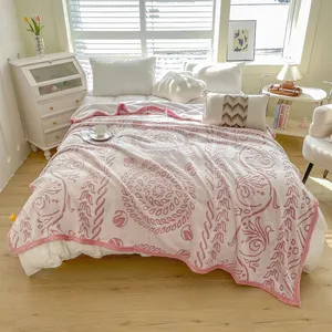 Factory Supplier Combined Flannel Blanket Jacquard Blanket For Winter Double Layer Throw Blanket