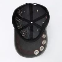 Gorra de Béisbol Unisex de Algodón Lavado y Desgastado con Bordado, Estilo Vintage Punk, Decoración de Ojales Metálicos Suaves y Contraste