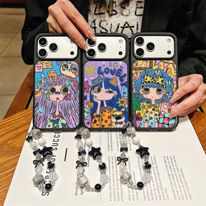 Cute Gradient Baby Girls <b>Phone</b> <b>case</b> for iPhone 17 16 15 14 Pro Max <b>charms</b> Curly chain Laser Butterfly Gilded Rainbow back Cover - Product Image 3
