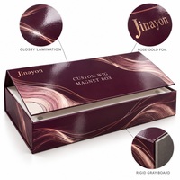 Kotak Kemasan Wig Kaku dengan Penutup Magnetik Cetak Kustom Jinayon |   Kertas Coated 157g, Karton Abu-abu 2mm |   Laminasi Mengkilap Rose-Gold