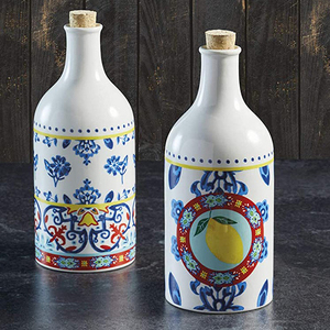 Set di Due Bottiglie in Ceramica per Olio <span class=keywords><strong>e</strong></span> <span class=keywords><strong>Aceto</strong></span> con Motivi Eleganti <span class=keywords><strong>e</strong></span> Tappi in Sughero, Ideali per Conservare <span class=keywords><strong>e</strong></span> Servire Oli <span class=keywords><strong>e</strong></span> Acetati - Product Image 3