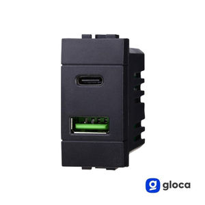 Estación de Carga Gloca de Pared 2 en 1 Tipo A y Tipo C 3.1A para Actualización y Modernización, Plástico Negro - Product Image 3