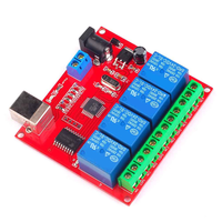 1 Module de relais USB Intelligent Programmable, 4 canaux, 4 voies, DC 5V, 12V, pour ordinateur, contrôle PLC