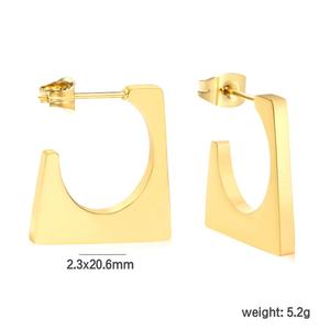 Pendientes de Aro Cuadrados Geométricos Minimalistas Chapados en Oro de 18K, Joyería de Acero Inoxidable Resistente al Deslustre, Pendientes Impermeables para Mujer - Product Image 2