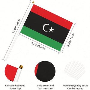 ธงลิเบียขนาดเล็ก 5.5x8.2 นิ้ว ทำจากโพลีเอสเตอร์ สำหรับตกแต่ง พร้อมเสา PVC ขายส่ง - Product Image 4