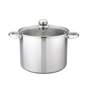 Durability Mirror polished 18/10 stainless steel stock pot with glass lid