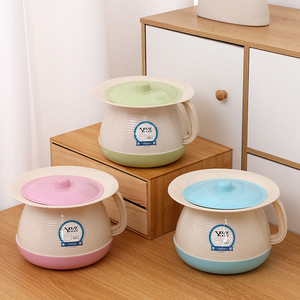 Bacinica portátil con tapa, urinario redondo de plástico sin agua para uso nocturno en el hogar, para ancianos, embarazadas y adultos. - Product Image 1