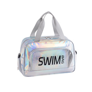 Bolsa de Lona Láser Colorida, Impermeable, con Diseño de Separación en Seco y Húmedo, Bolso de Mano Multifuncional de un Solo Hombro para Viajes - Product Image 5