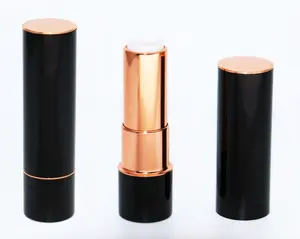 Manufacture Metal Lipstick Tube Luxury Black And Gold Shiny Lipstick Tube Lipstick Empty Container