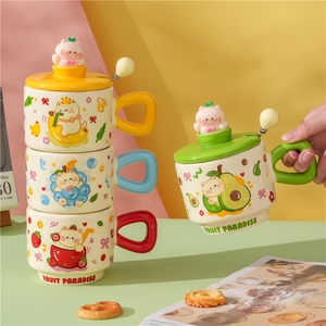 Factory Stock 400ml Creative Cute Animal <b>Ceramic</b> <b>Cup</b> with Lid Home Cartoon Water <b>Cup</b> with High Appearance and Souvenir Mug - Product Image 6