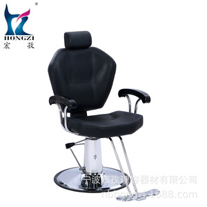 Chaise de barbier Hongzi en cuir PU noir, réglable en hauteur, inclinable et pivotante, pour salon de coiffure commercial - Product Image 2