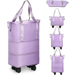 Tas ransel garmen lipat, tas ransel garmen dengan roda, tas koper, tas troli, tas duffle, tas traveling dorong dapat dipanjangkan