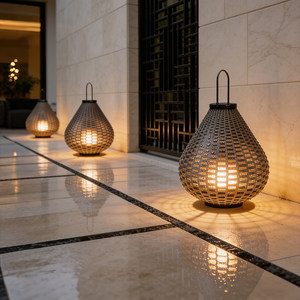 Lámpara Solar LED de Mimbre para Exteriores, Resistente al Agua IP65, Decoración de Jardín, Luz de Paisaje para Balcón, Alimentada por Batería - Product Image 3