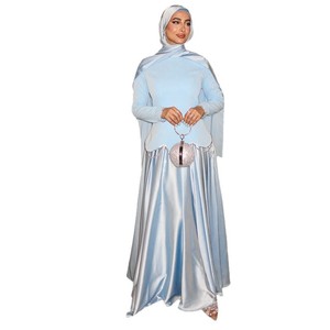 Abiti da sera da donna in poliestere stile turco Y37, a maniche lunghe, con collo decorato con perline, lunghezza alla caviglia, vestibilità slim, per Eid, Ramadan, feste e balli di fine anno - Product Image 4