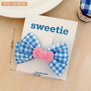 2024 New Blue Plaid Star <b>Bow</b> Hair <b>Clip</b>, INS Style Girly Bangs <b>Clip</b>, Cute Hairpin, Headwear - Product Image 4