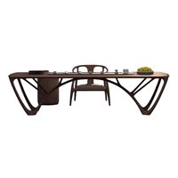 Ensemble table et chaises en bois massif de noyer noir d'Amérique du Nord, style Song, Tenghang BSMXZ001, dossier à lattes, durable, 2 pièces