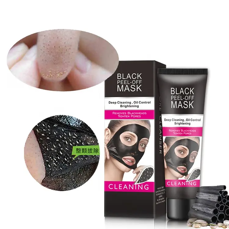 Bamboe Houtskool Mee-eter Remover Diep Schoon Zuiverende Acne Peel Off Black Gezichtsmasker/Groothandel Private Label Peel Off Modder masker