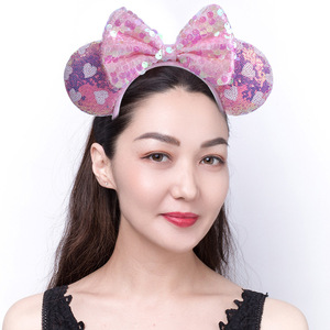 Nueva Llegada <span class=keywords><strong>JIRIS</strong></span> Diadema de Orejas de Ratón con Lentejuelas de Colores Dulces para Niñas, Accesorios para el Cabello de Personajes de Dibujos Animados para Fiestas - Product Image 6