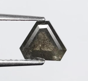 1.28 CT Diamant Lâche Naturel 7.3X6.2 MM Trillion Cut Triangle Noir Rosecut Diamant Bague De Mariage Cadeau en Couleur Noire - Product Image 1