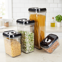 Vente chaude Récipient de stockage réutilisable en plastique transparent sans BPA pour la cuisine, le café et les céréales, ensemble de bocaux scellés avec couvercle hermétique