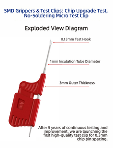 Kit <span class=keywords><strong>de</strong></span> pinces et crochets <span class=keywords><strong>de</strong></span> <span class=keywords><strong>test</strong></span> 10-en-1 Kingst pour analyseur logique - Sondes fines SMD SOP/QFP - Product Image 2