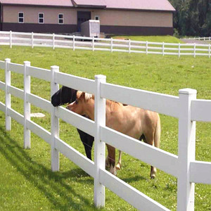 Clôture pour chevaux en PVC, 3 rails, vinyle blanc, résistante à la neige et à la pluie, pour ranch, ferme, extérieur - Product Image 1