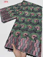 Tissu en Dentelle Suisse 3816 Lourdement Perlé Brodé Lafaya Tissus Africains 100% Coton Dentelle Suisse Voile Style Populaire de Dubaï