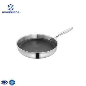 Padella profonda in acciaio inossidabile a tre strati ecologica per la cucina domestica con coperchio in vetro - Product Image 3