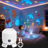 Projecteur LED dynamique à vagues océaniques rotatives, rechargeable par USB, luminosité réglable, lampe de nuit ABS pour enfants, chambre à coucher, home cinéma