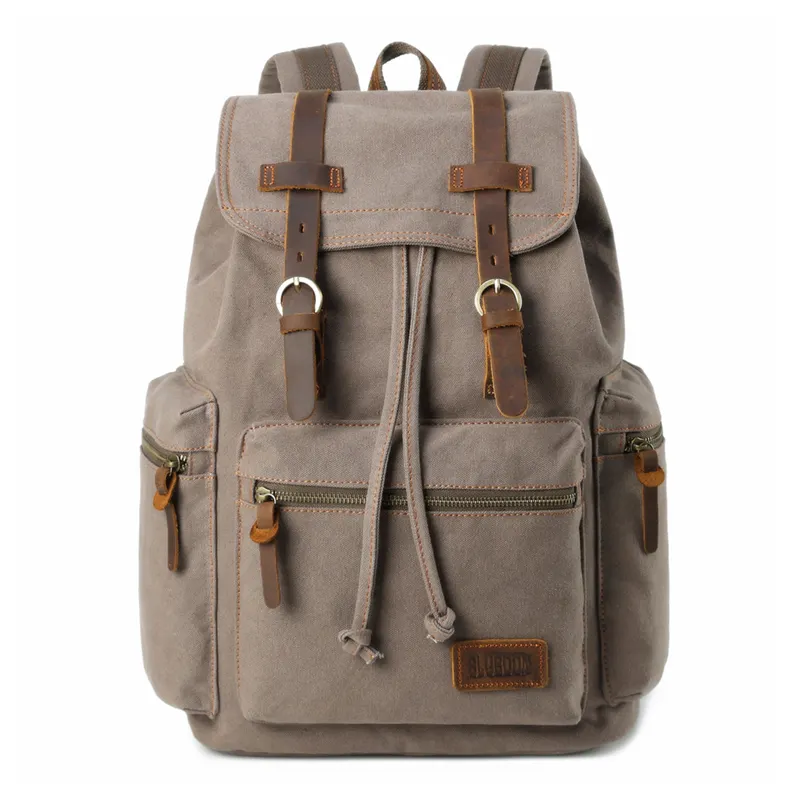 Custom Casual Canvas Leather School Women Men Travel Bag Backpack