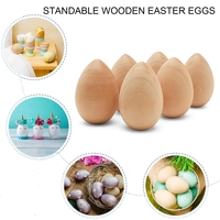 Huevos de Pascua de madera con soporte liso sin pintar de 2,5 pulgadas, huevos de pollo falsos de madera para pintar huevos de madera pequeños de calidad para manualidades