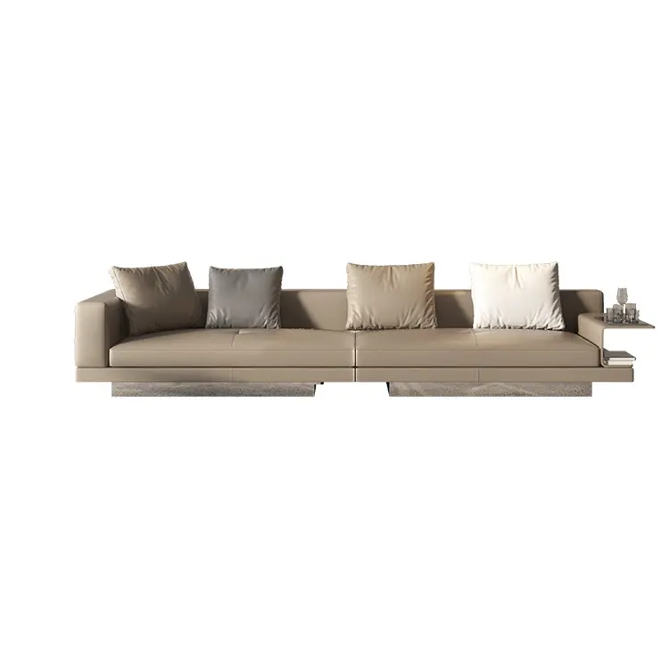Itália moderno simples sofá reta conjunto sala de estar mobiliário primeira camada couro sofá