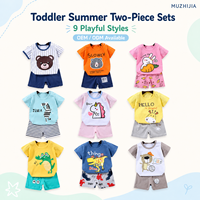 Vêtements d'été pour enfants en gros, 100% coton, ensemble t-shirt et short 2 pièces, tenue de dessin animé pour tout-petits, garçons et filles, en stock