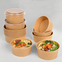 Boîte ronde en papier kraft élégante pour pâtisseries, pâtes, pizza, boîte bento, écologique, jetable, recyclable, bols en papier