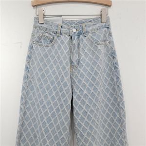 Shimaier nouveau dans les <span class=keywords><strong>vêtements</strong></span> pour femmes diamants Plaid jean droit 2025 printemps mode taille haute poches Denim pantalon <span class=keywords><strong>femme</strong></span> - Product Image 5
