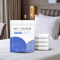 Échantillon gratuit Ensemble de lit de quatre pièces jetable de voyage personnalisable Drap plat de couette Drap tissé pour usage hospitalier