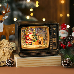 Nouveau design père noël TV eau plastique noël fer cheval lanternes avec Led bureau <span class=keywords><strong>et</strong></span> décoration de la maison artisanat cadeaux - Product Image 6