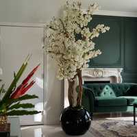 Arbre de cerisier artificiel rose de qualité supérieure avec tronc en bois - Faux magnolia pour la décoration de la maison, de l'hôtel, du restaurant et du bureau
