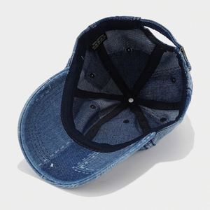 2024 New Irregular <b>Stitching</b> Denim Cap Washed Retro Solid Color Soft Cap Jean Denim Baseball Cap - Product Image 6