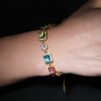 Vente en gros de colliers et bracelets en or plaqué 18 carats avec zircon cubique coloré, style vintage Y2K, bijoux maximalistes pour femmes, OEM