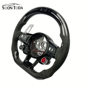 Volant de course modifié en fibre de carbone et suède noir pour <span class=keywords><strong>Audi</strong></span> A4 43 46 Rs3 Rs4 Rs5 Rs6 Rs7 R8 <span class=keywords><strong>R9</strong></span> A3 A5 A6 A7 S3 S5 Q5 Q7 - Product Image 3