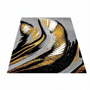 Alfombra de Lana con Parches Dorados, Ecológica, Tradicional, para Salón, Antideslizante, con Respaldo de Látex, Grosor Medio, No Tejida - Product Image 1