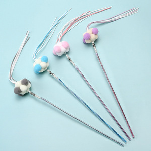 ของเล่นแมวขนนกน่ารักพร้อมลูกบอลปอมปอมและพู่สำหรับแมว ของเล่นสัตว์เลี้ยงทำมือ - Product Image 2