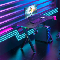 Table de jeu informatique moderne Wquantum KY-2 en métal RGB avec plateau en bois, porte-gobelet, design en Y, de Guangdong pour l'e-sport