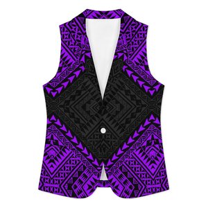 Chaleco sin mangas informal con estampado tribal polinesio de Samoa personalizado al por mayor, chaleco con cuello en V, chaqueta para <span class=keywords><strong>mujer</strong></span>, chaleco - Product Image 1