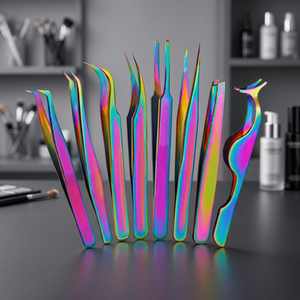 Pince à épiler ASAP en acier inoxydable écologique de haute qualité, argentée, anti-statique, à pointe dentelée de 10 mm de longueur pour sourcils et cils - Product Image 3