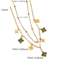 Ensemble de bijoux en acier inoxydable plaqué or 18 carats avec trèfle à quatre feuilles serti de diamants, bijoux de créateur simples et tendance