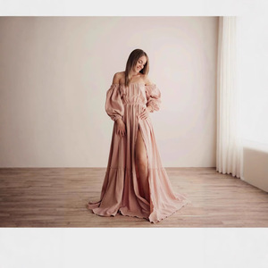 Vestidos de fotografía de maternidad sin hombros para Baby Showers, maxivestido Sexy largo para mujeres embarazadas, accesorios para sesión de <span class=keywords><strong>fotos</strong></span> de embarazo - Product Image 3