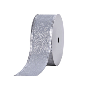 Pita Grosgrain Glitter Jacquard Katun 10 Yard 38mm Ramah Lingkungan Pita Natal Tepi Kawat 4 Warna Logo Custom Tersedia - Product Image 3