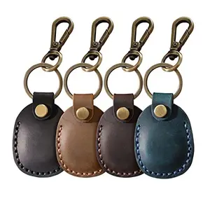 Genuine Leather Keychain Portable Holder With Keyring Protective Key Tag Fob Case Cover Holder Compatible